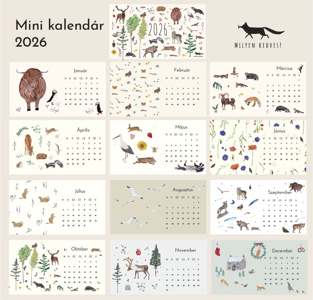 Asztali mini kalendár 2026