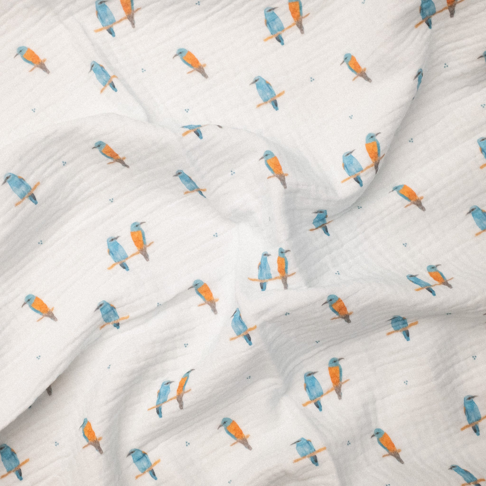 Muszlin babakendő - Ragyogókék szalakóta