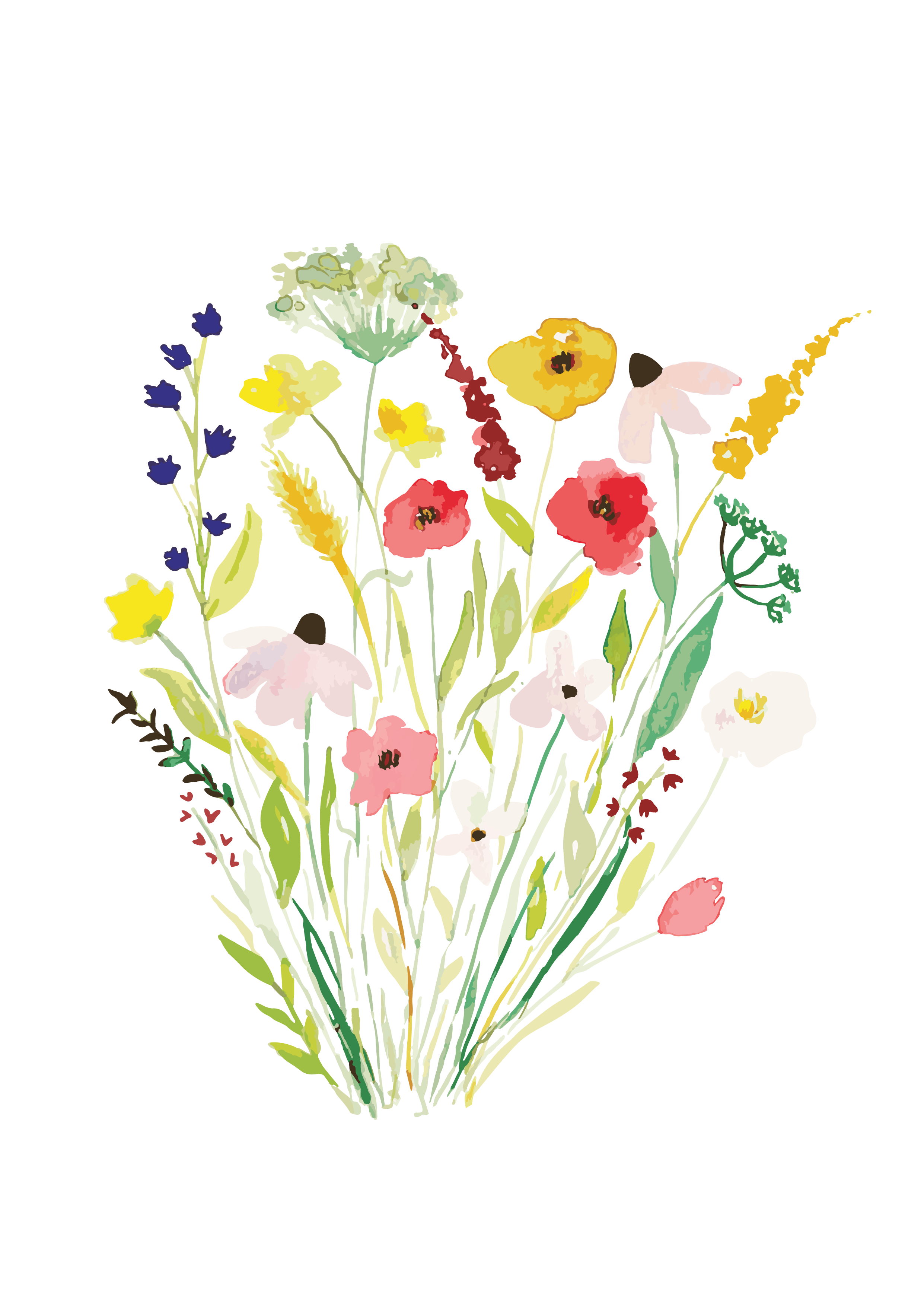 Színes akvarell virágok print